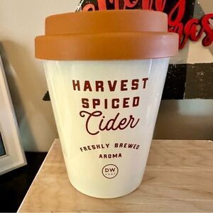 DW Home Harvest Spiced Cider Freshly Brewed One Wick Candle in Coffee Cup Glass